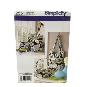 Simplicity 2551 Bags Sewing Pattern One Size Tote Pouch Purse